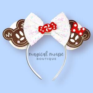 🎄 Gingerbread Cookie Minnie Ears | Disney-Inspired Christmas Mouse Ears Headband
